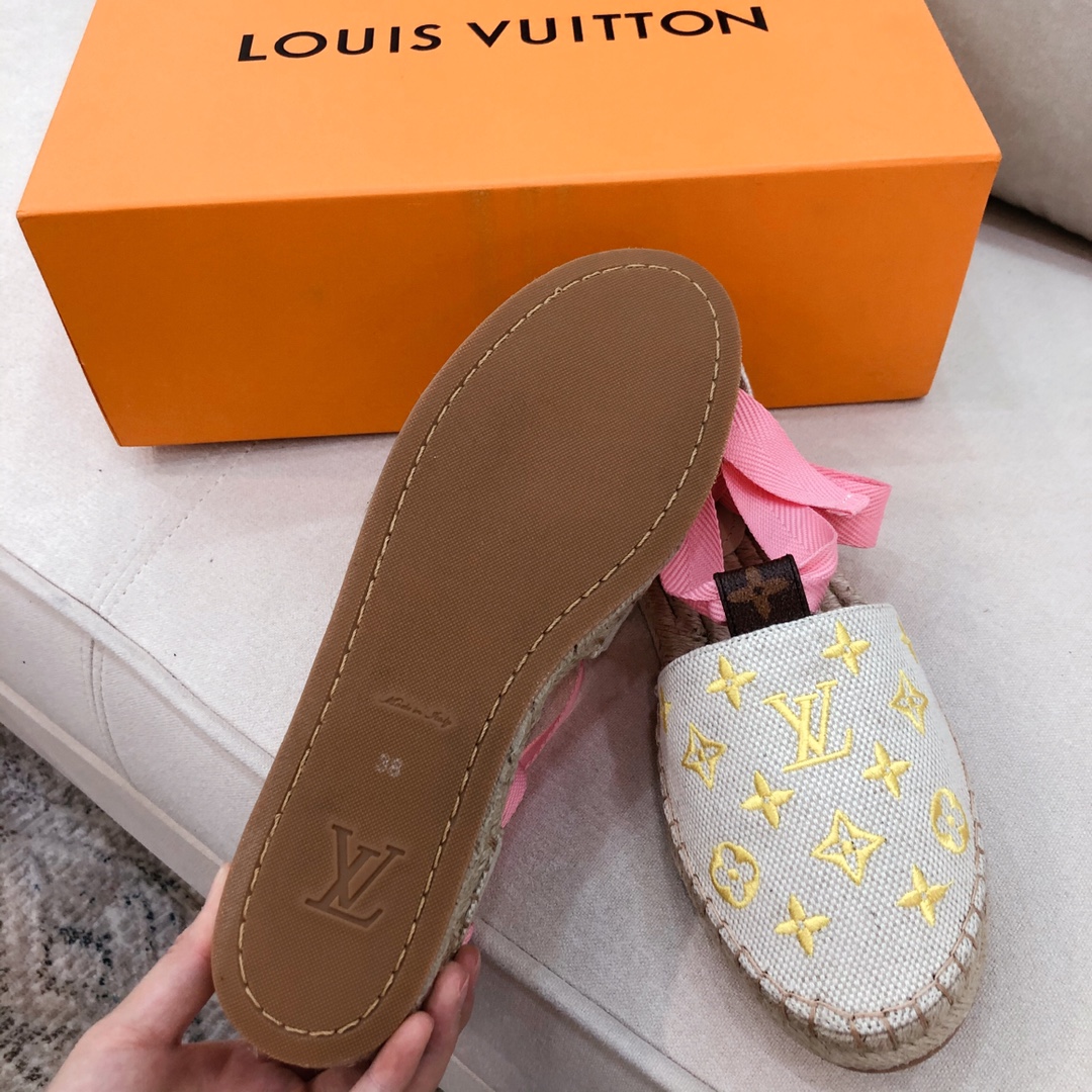 L0vis Vvtt0n Women’s Starboard Flat Espadrille Yellow For Women LV