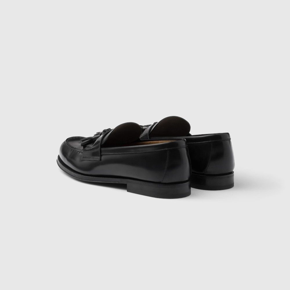 Pra*a Brushed Leather Loafers Black For Men 2DB214_055_F0002_F_C000