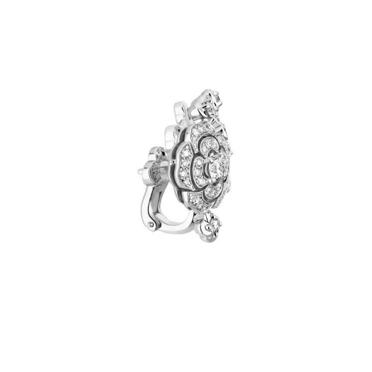 Ch**el Bouton De Camélia Earrings White Gold For Women J12039