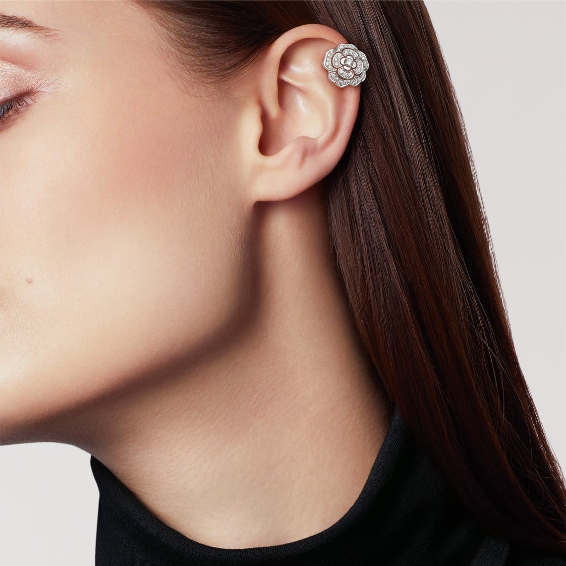 Ch**el Bouton De Camélia Earrings White Gold For Women J12072