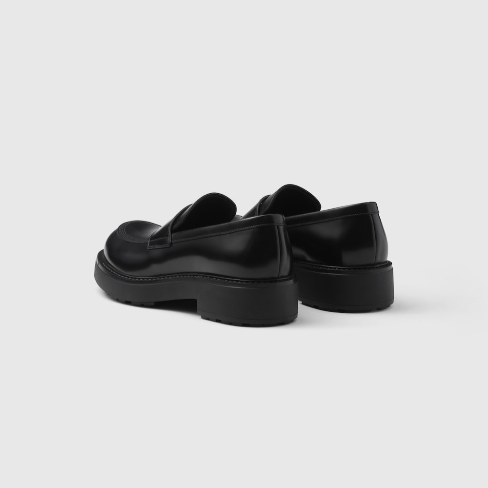 Pra*a Brushed Leather Loafers Black For Men 2DG149_055_F0002