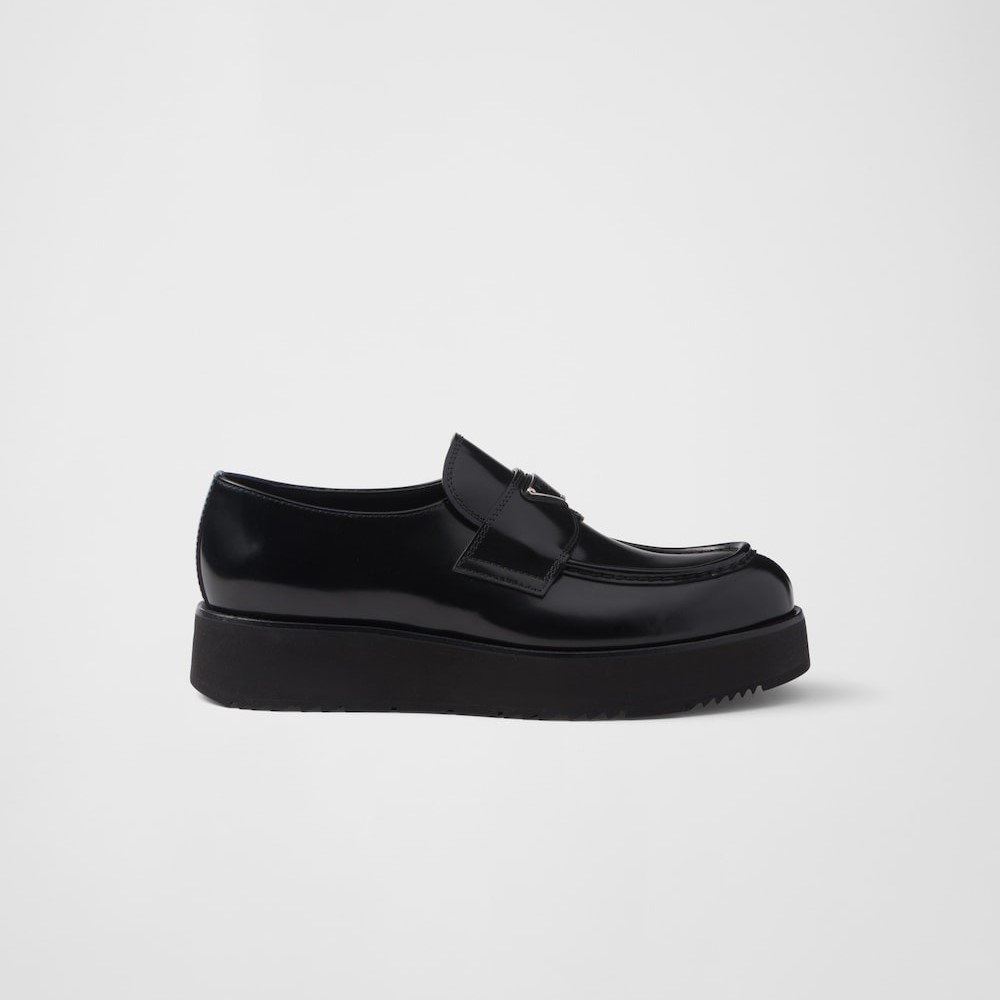 Pra*a Brushed Leather Loafers Black For Men 2DG147_055_F0002_F_X023
