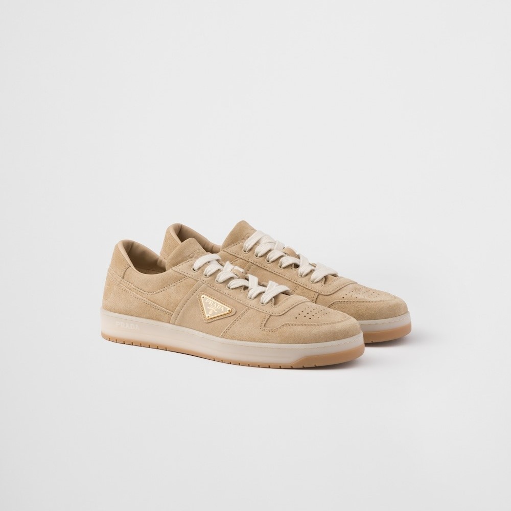 Pra*a Downtown Delavé Suede Sneakers Ecru For Men 2EE364_Z5O_F0379_F_D002