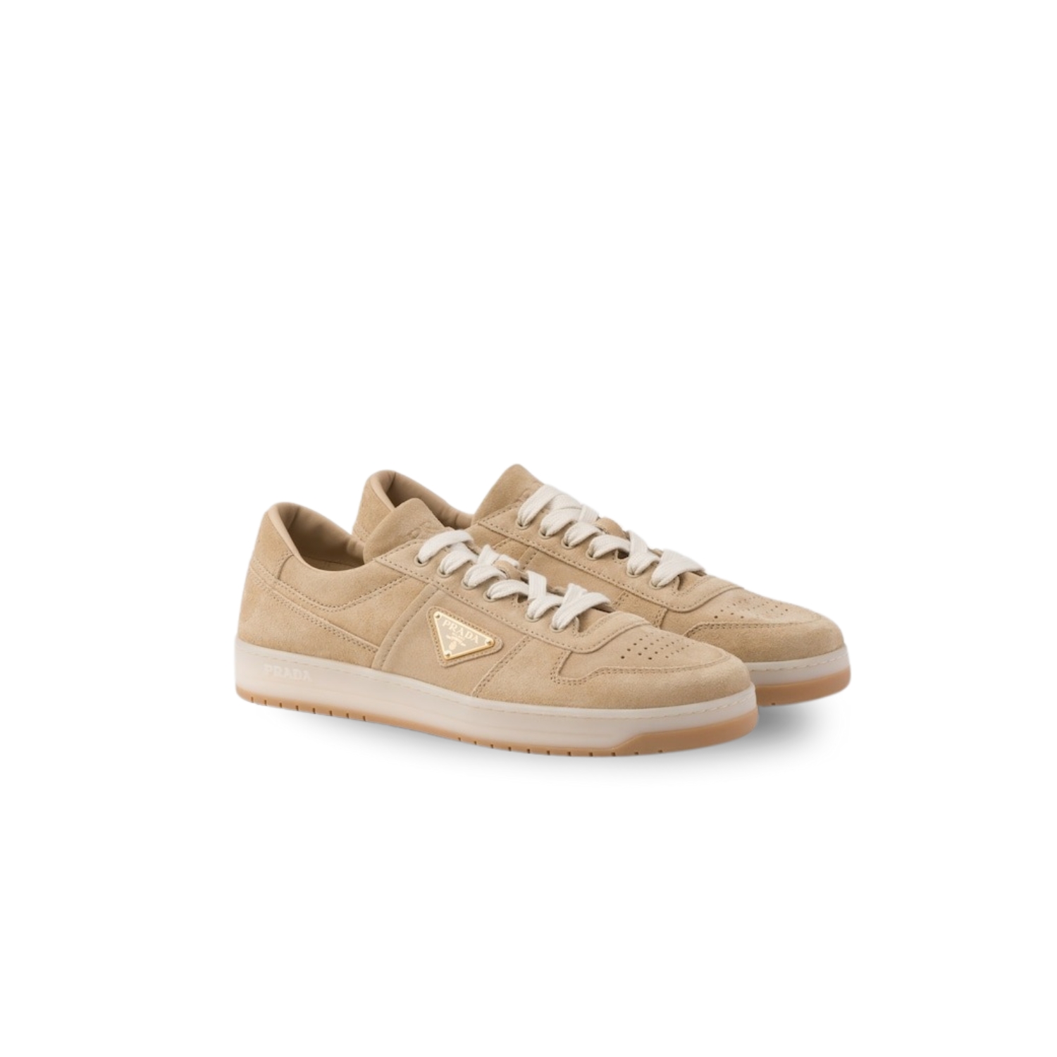 Pra*a Downtown Delavé Suede Sneakers Ecru For Men 2EE364_Z5O_F0379_F_D002