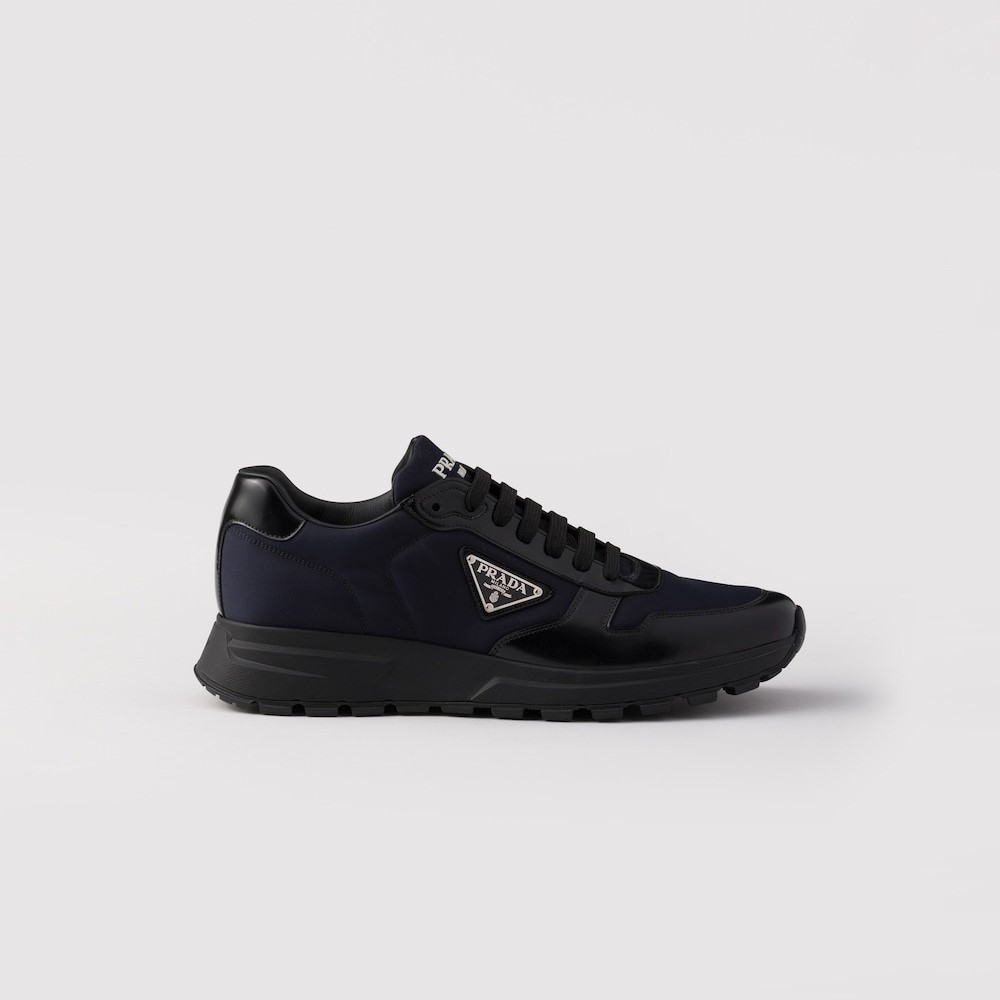 Pra*a Prax 01 Re-Nylon And Brushed Leather Sneakers Blue/Black For Men 2EE369_3LF5_F0713_F_G000