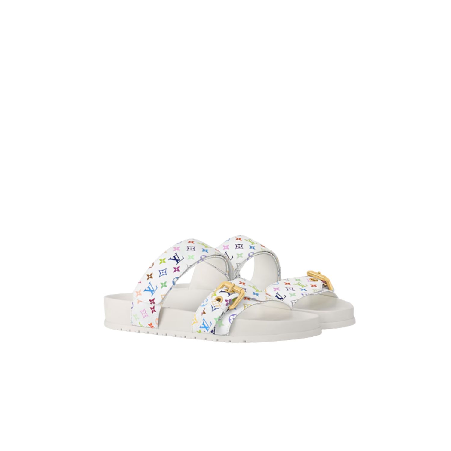 L0vis Vvtt0n LV x TM Bom Dia Flat Comfort Mule Multicolored Blanc For Women – 1AGXU3
