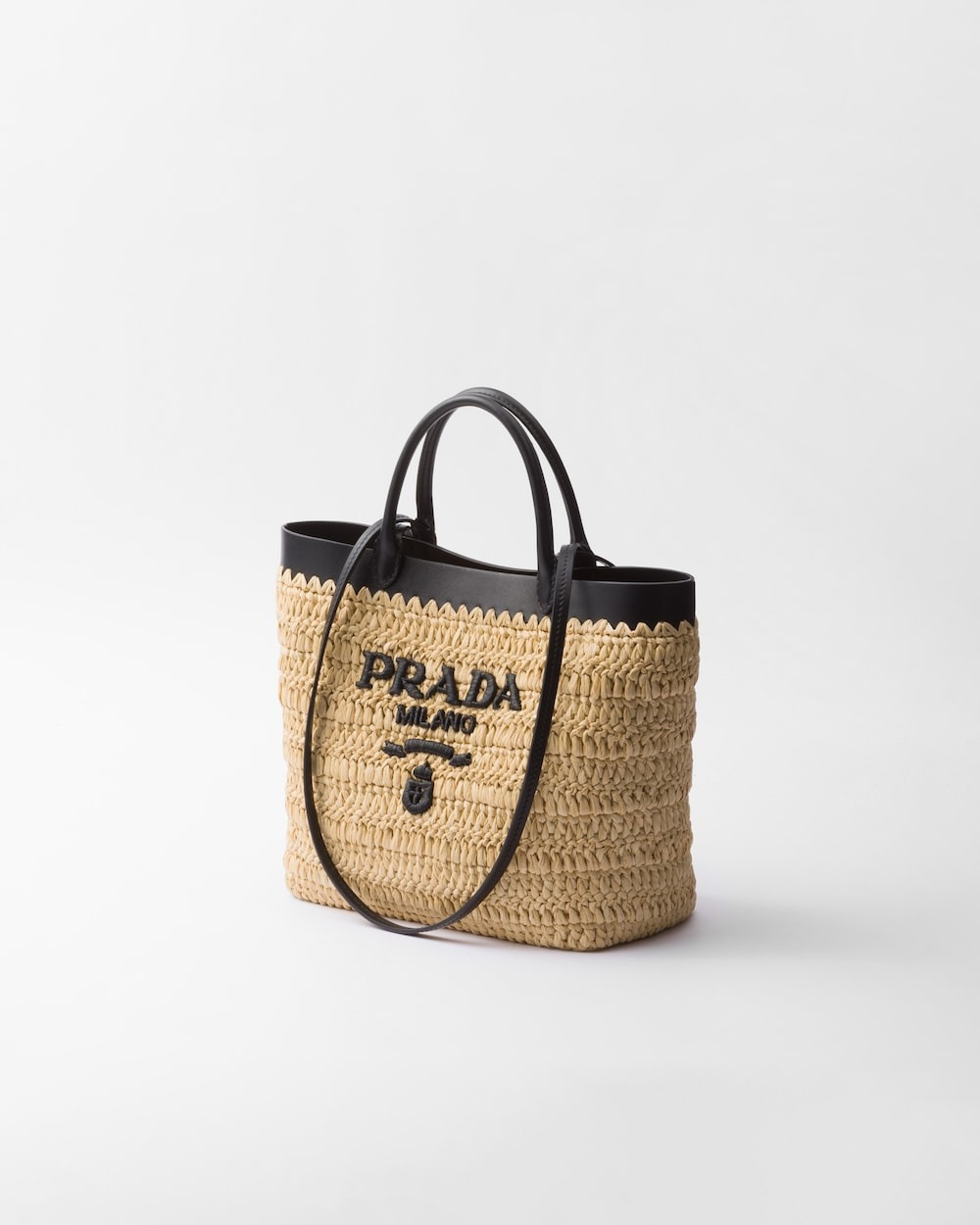 Pra*a Small Crochet Tote Bag Tan For Women 26cm/10in – 1BG500_2M2Q_F0I55_V_GOO
