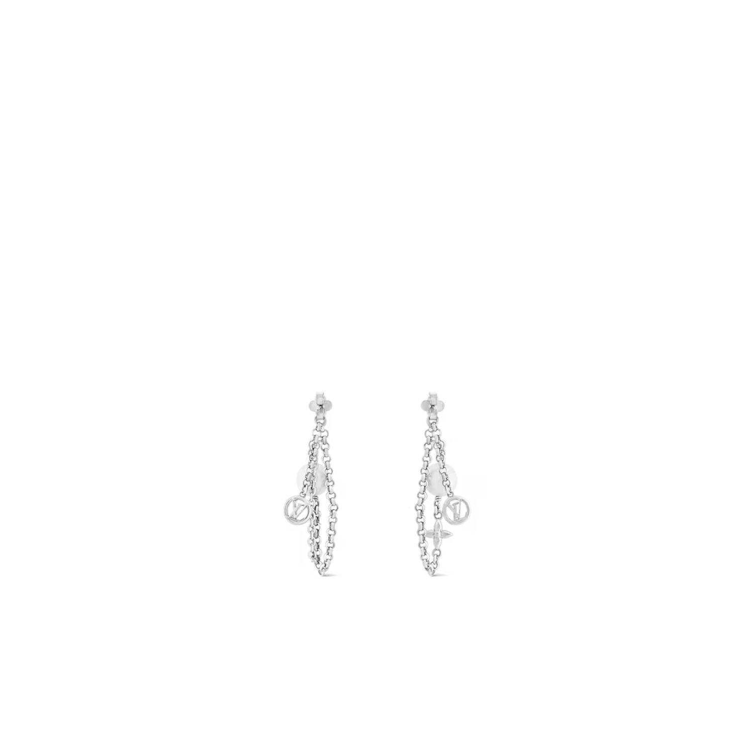 L0vis Vvtt0n Mix Chains Earrings Silver-Toned For Women – M02514