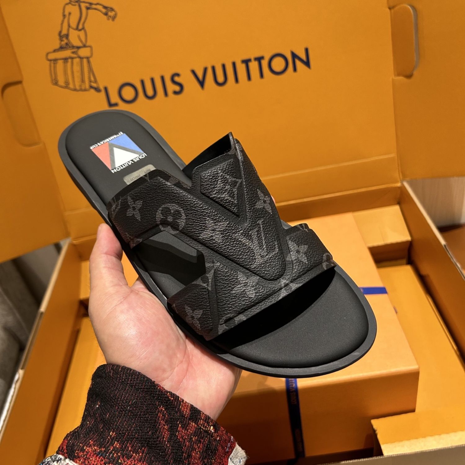 L0vis Vvtt0n Oasis Mule Monogram Black For Men