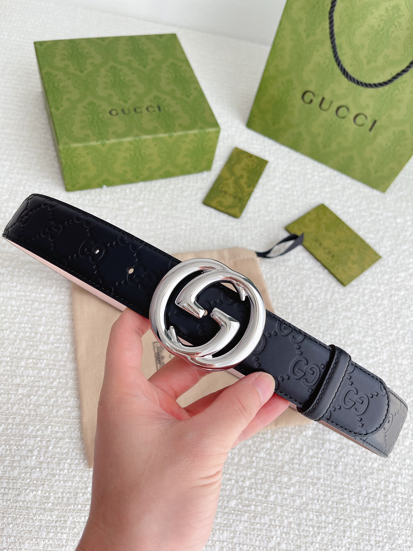 Gvc*1 GG Marmont Embossed Monogram Belt Black With Gold-Toned Buckle 40mm