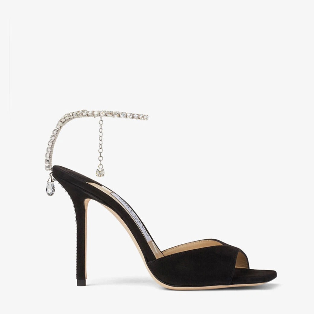 J1m*y Ch00 Saeda Sandal 100 Black/Crystal For Women SAEDASANDAL100EWA