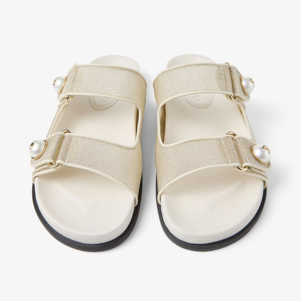 J1m*y Ch00 Fayence Sandal Champagne/Latte For Women FAYENCESANDALCJM