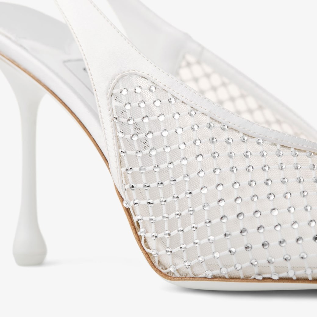 J1m*y Ch00 Isa 95 Crystal Mesh Pumps White For Women ISA95QHS