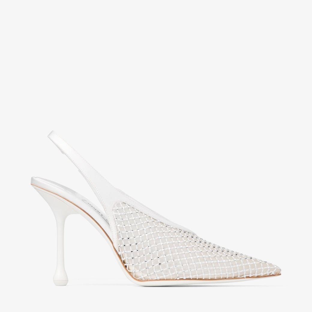 J1m*y Ch00 Isa 95 Crystal Mesh Pumps White For Women ISA95QHS