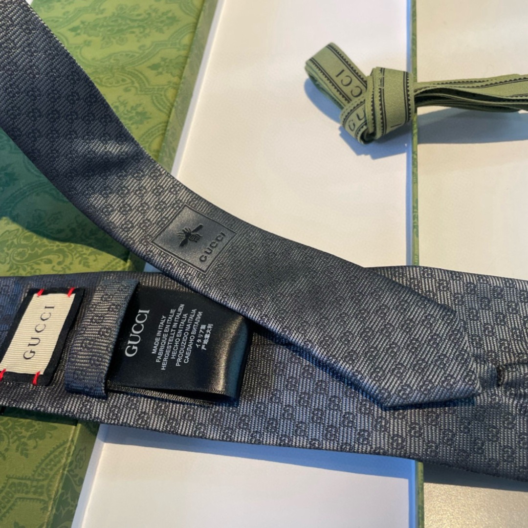 Gvc*1 Monogram Interlocking G Jacquard Dark Grey Tie For Men