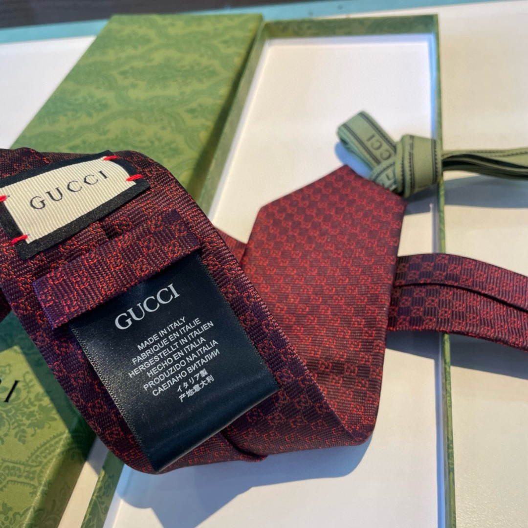 Gvc*1 Monogram Interlocking G Jacquard Burgundy Tie For Men