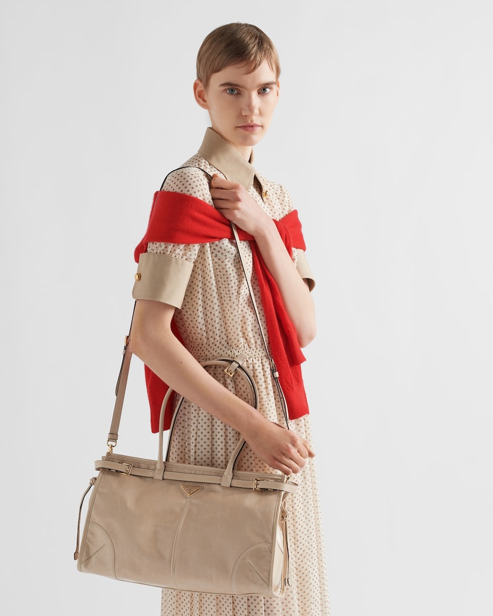 Pra*a Bonnie Large Handbag Bag Travertine 38cm/15in – 1BA433_2CYR_F03MV_V_MOO