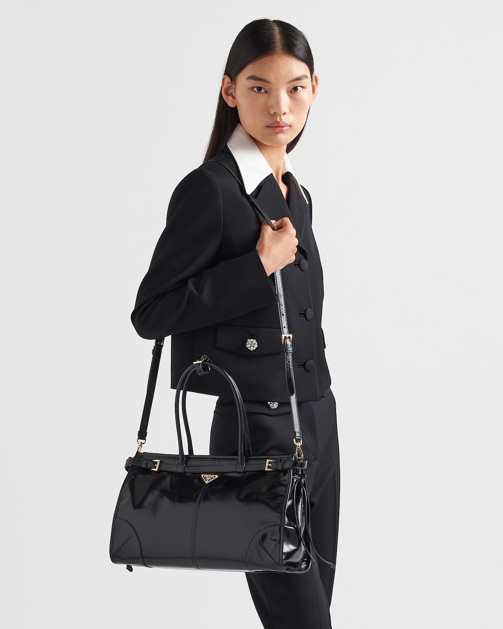 Pra*a Bonnie Large Handbag Bag Black 38cm/15in – 1BA433_2CYR_F0002_V_MOO