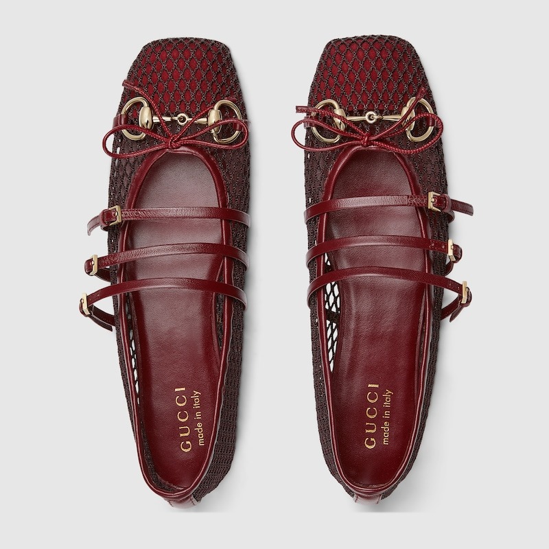 Gvc*1 Horsebit Ballet Flat Red Mesh For Women 835077 FAEQZ 6207