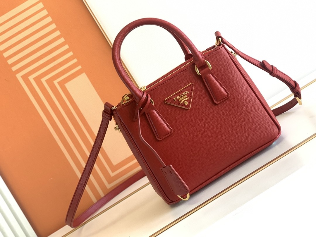 [True-to-ORIGINAL] Pra*a Galleria Saffiano Mini Bag Burgundy For Women 7.8in/20cm