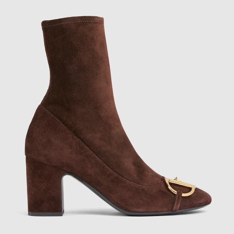 Gvc*1 Ankle Boots With Half Horsebit Dark Brown Suede For Women 849549 AAFMU 2344