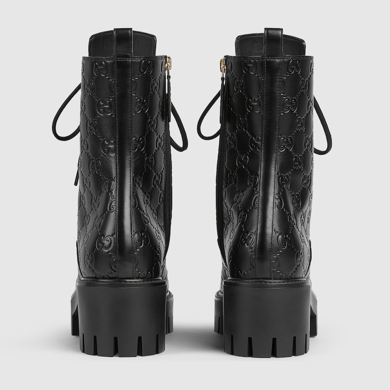 Gvc*1 Lace-Up Ankle Boots With GG Black For Women 840739 AAE5Q 1000