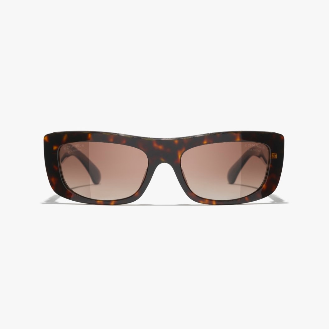 Ch**el Rectangle Sunglasses Tortoise For Women A71760 X02016 S2719