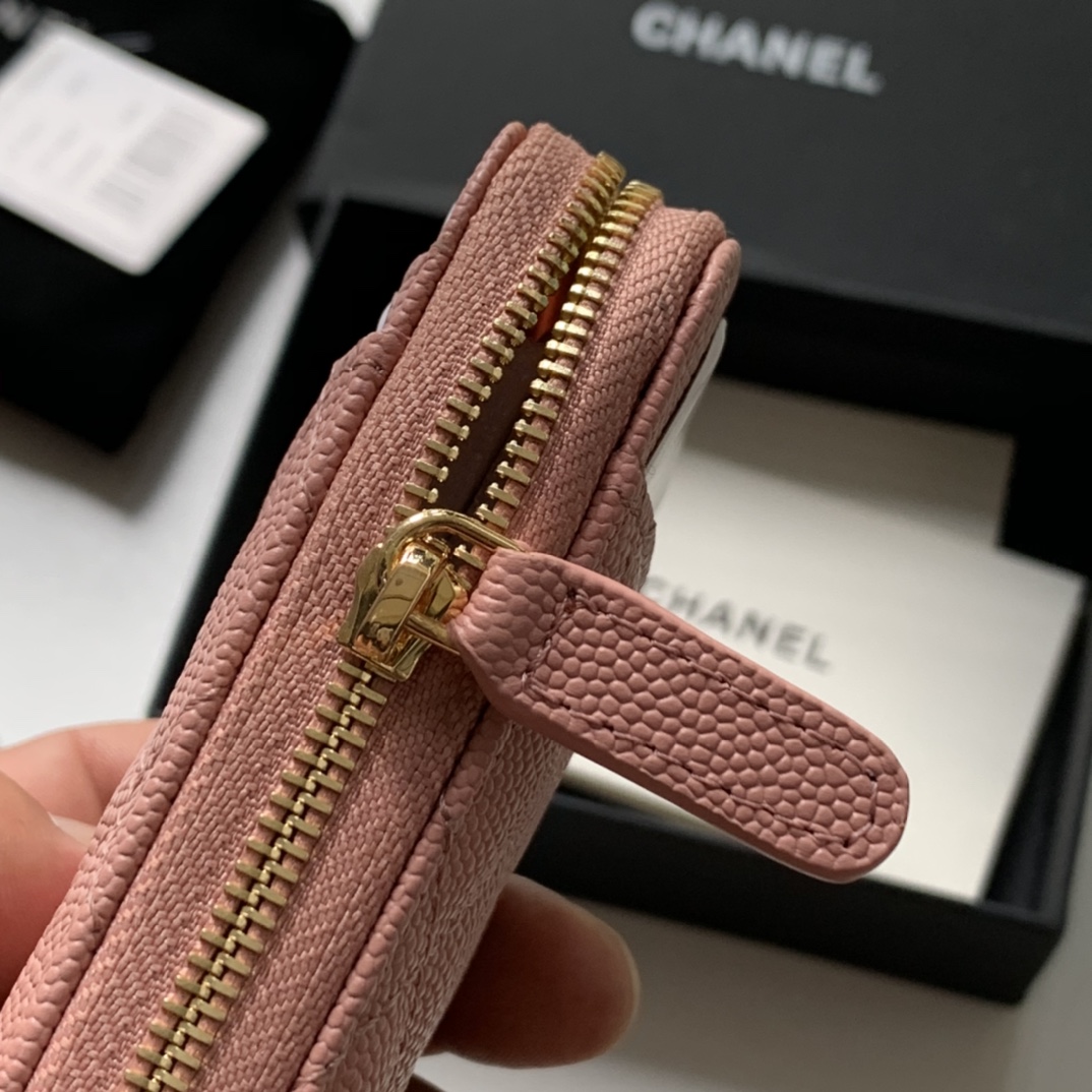 Ch**el Zipped Coin Purse Pink Bag For Women 10.9cm/4.3in AP1650 Y33352 NI687