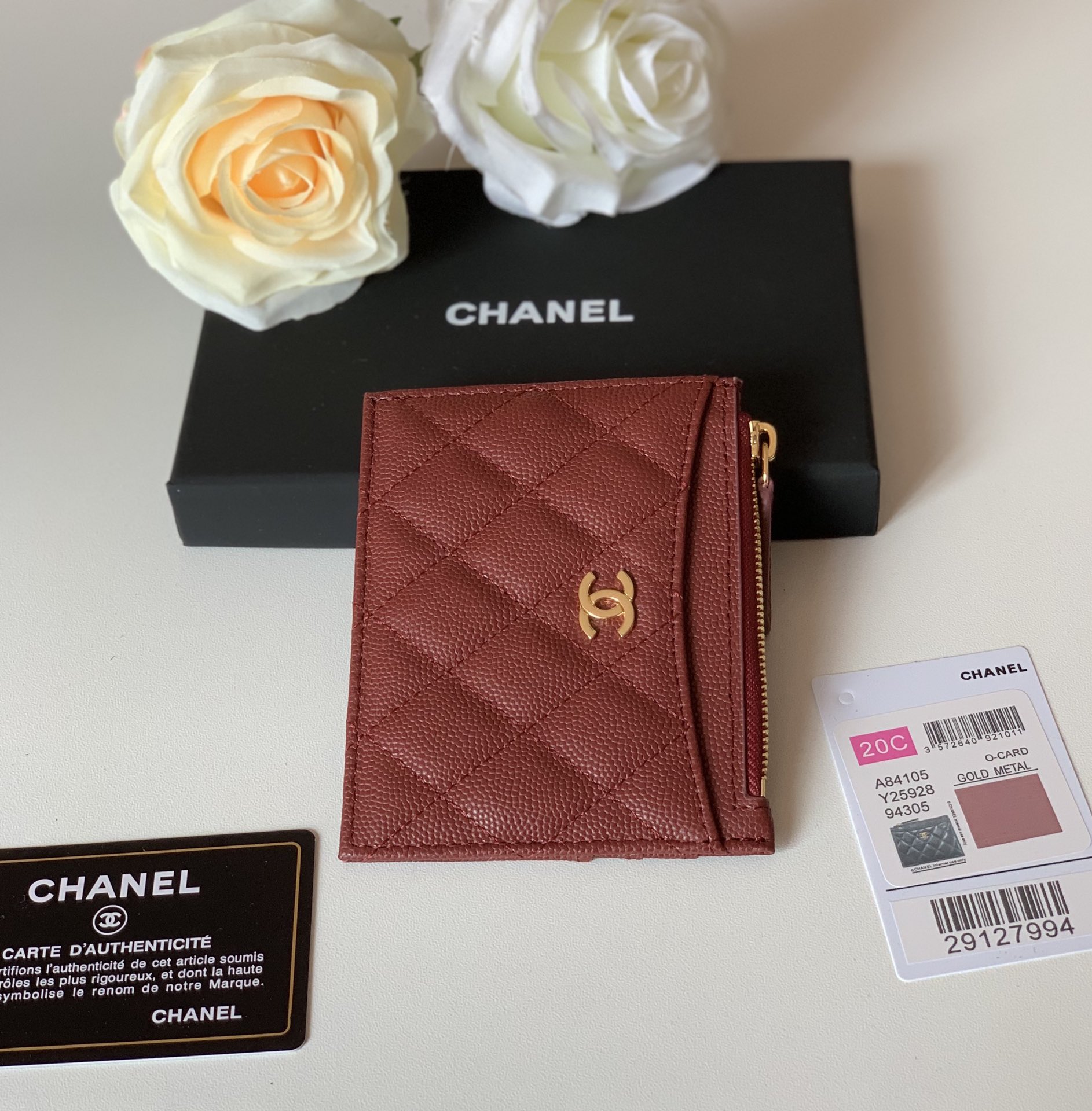 Ch**el Flat Card Holder Red Bag For Women 11.5cm/4.5in
