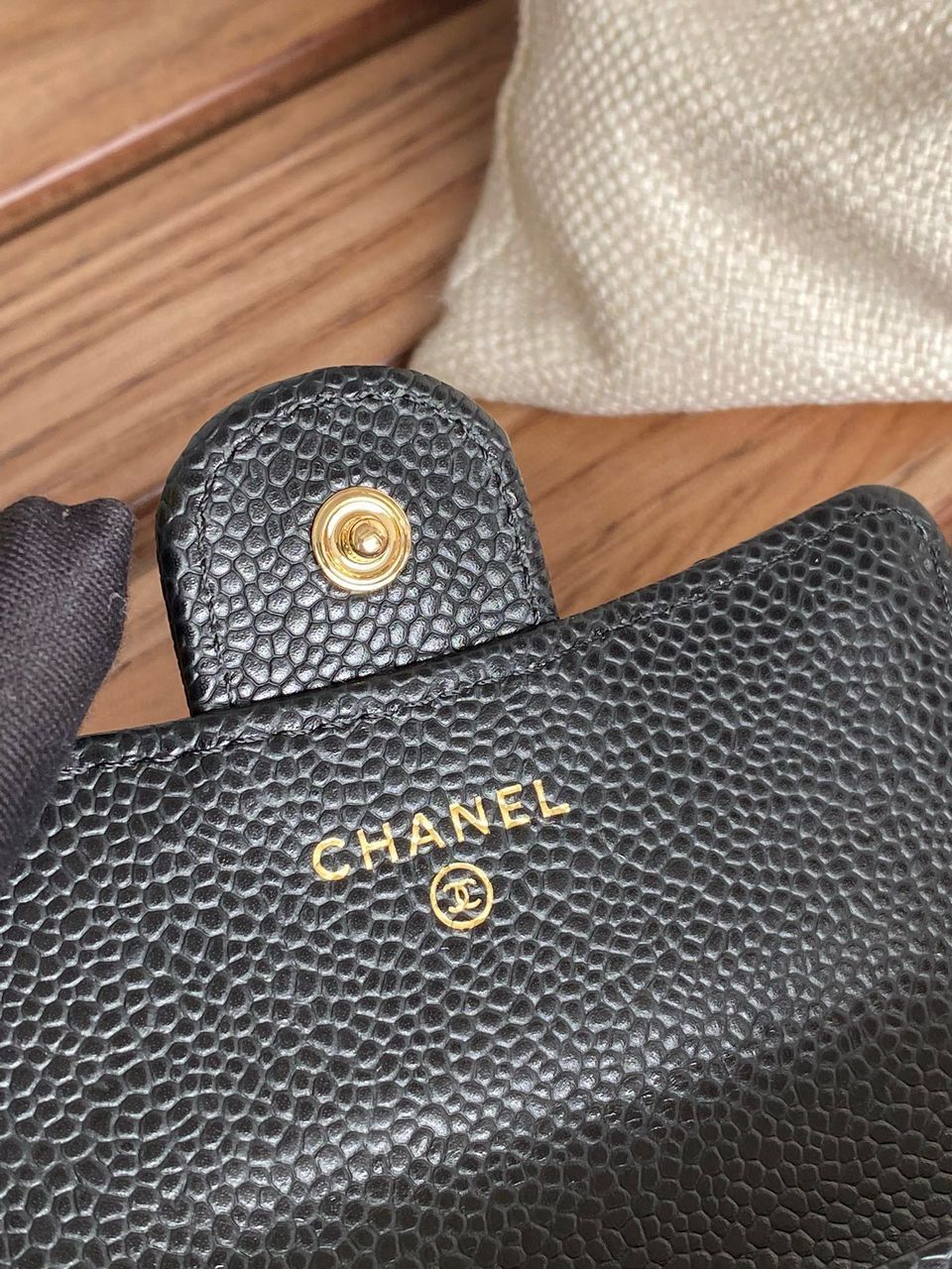 Ch**el Classic Card Holder Gold Black For Women, Women’s Wallet 4.5in/11.5cm