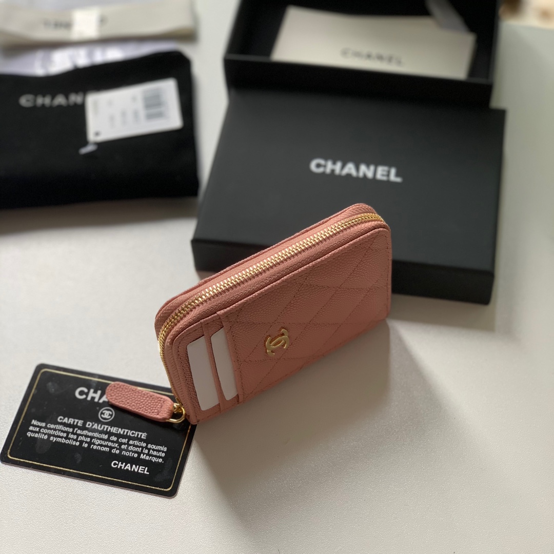 Ch**el Zipped Coin Purse Pink Bag For Women 10.9cm/4.3in AP1650 Y33352 NI687
