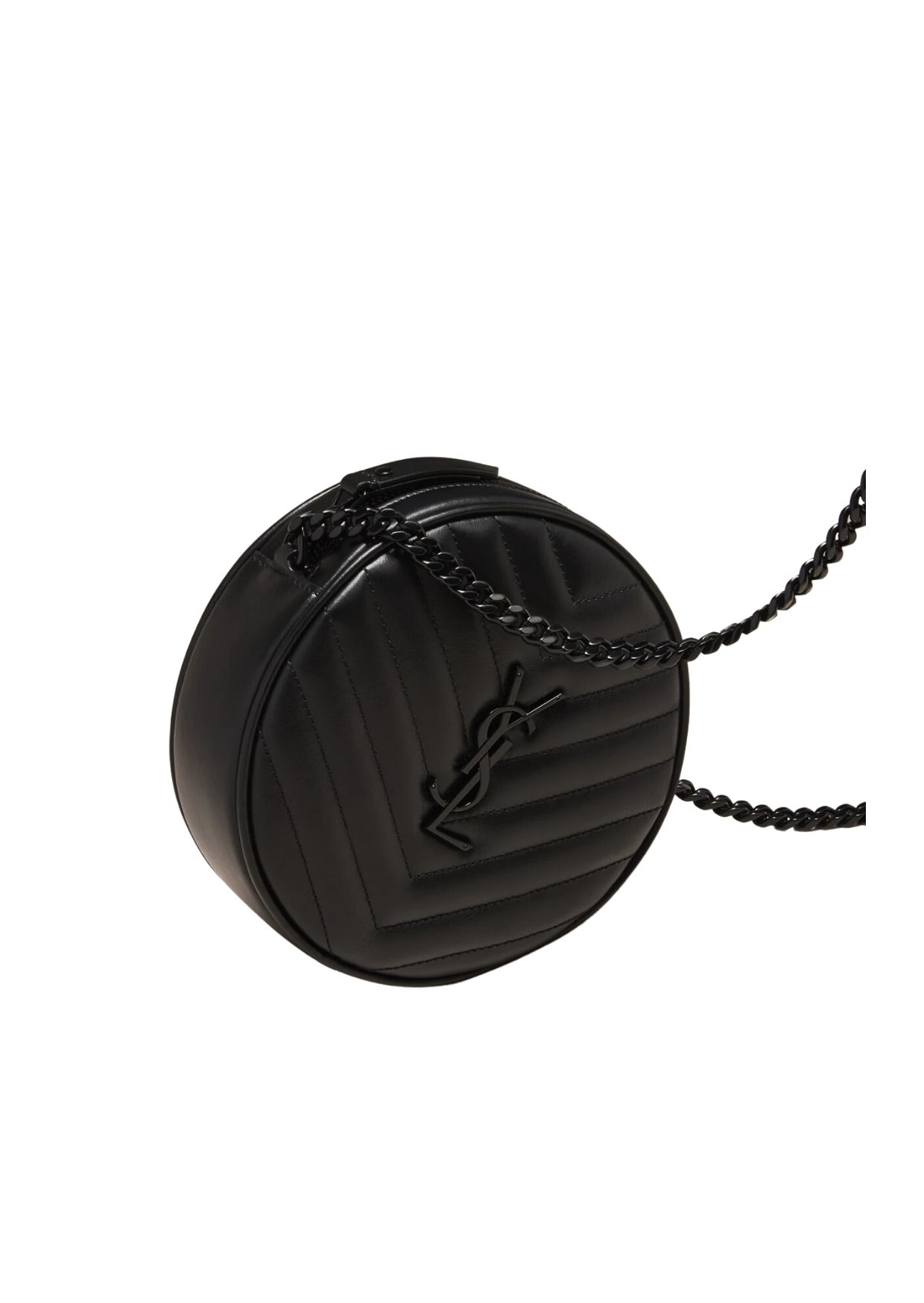 Sa1nt Lau*nt Vinyle Round Camera Crossbody Bag Black 6.6in/16.7cm For Women NMS21_V4HJ4