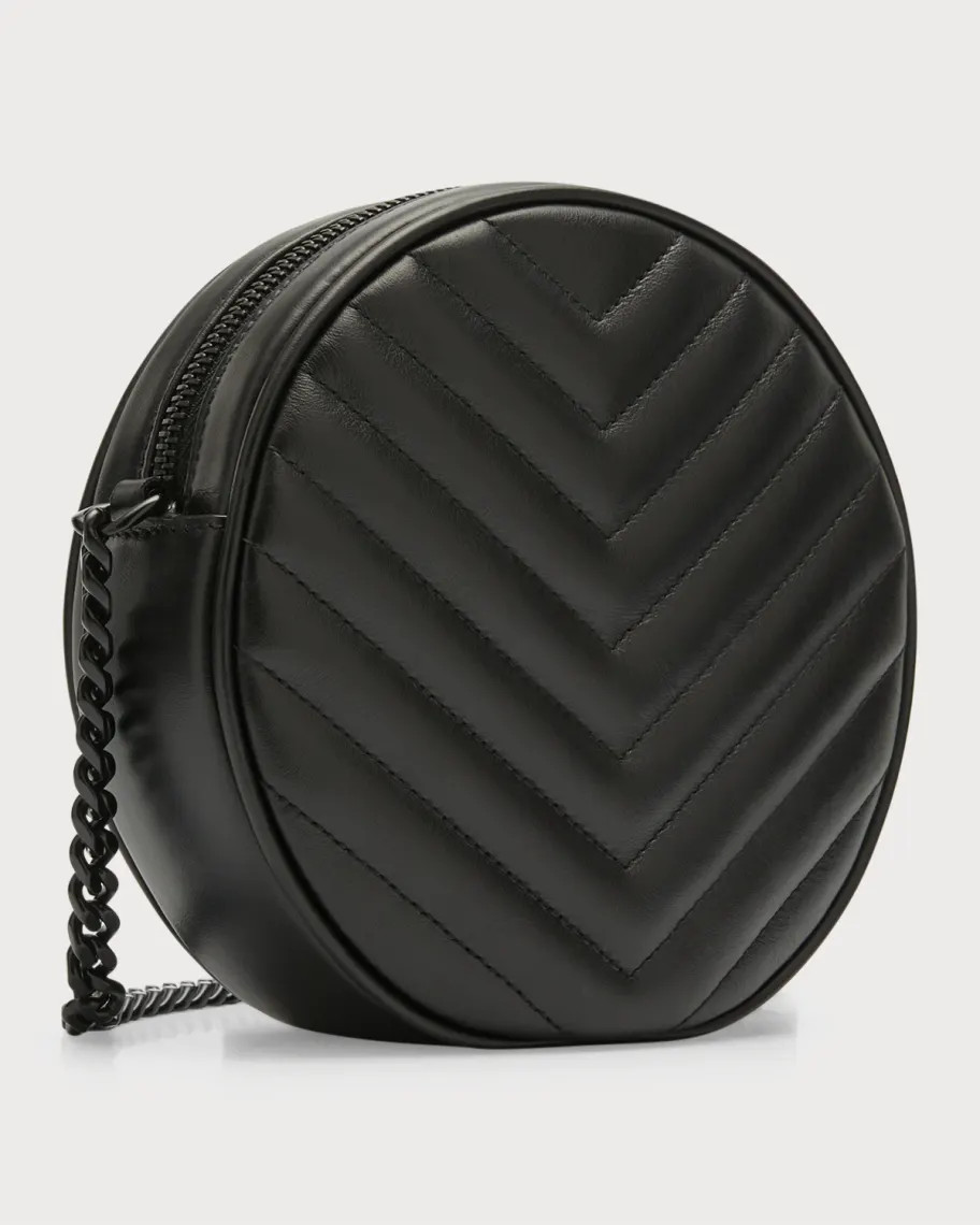 Sa1nt Lau*nt Vinyle Round Camera Crossbody Bag Black 6.6in/16.7cm For Women NMS21_V4HJ4