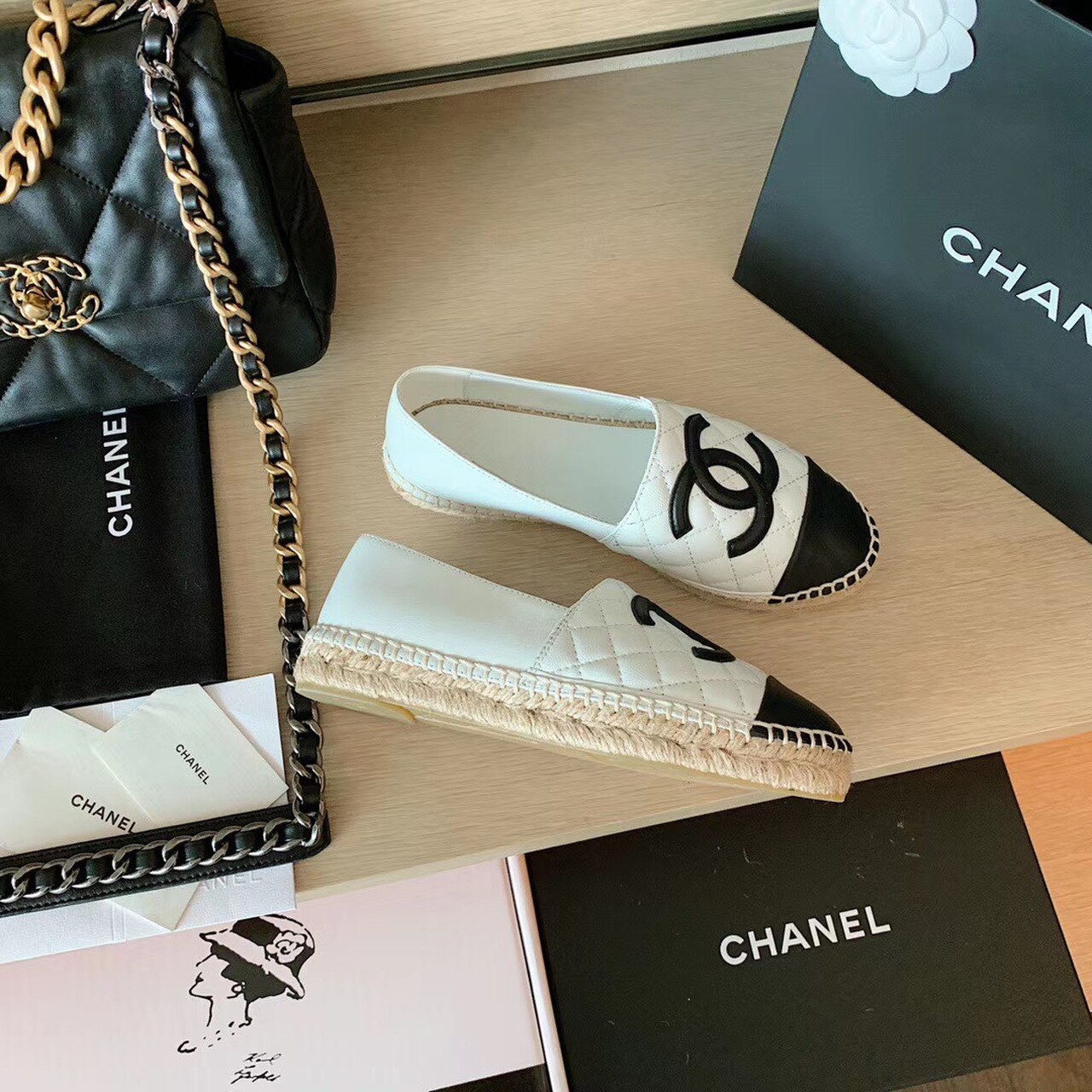 Ch**el Espadrilles White/Black For Women, Women’s Shoes G29762