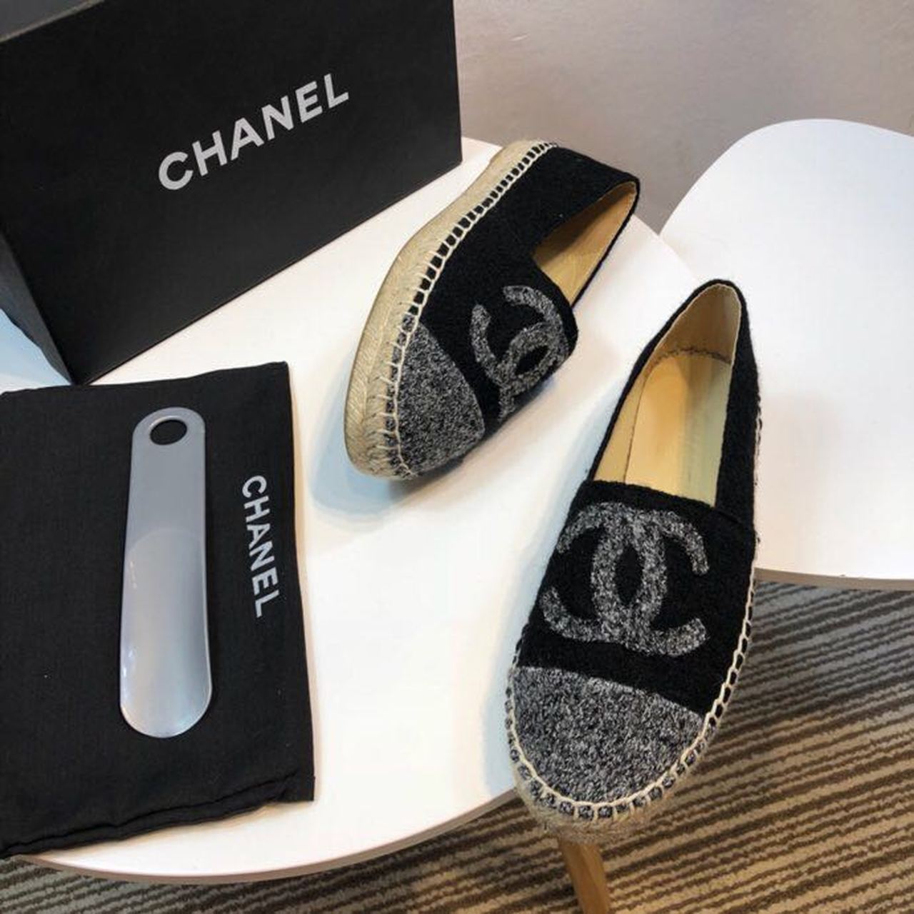 Ch**el Espadrille Black/Grey For Women, Women’s Shoes G29762