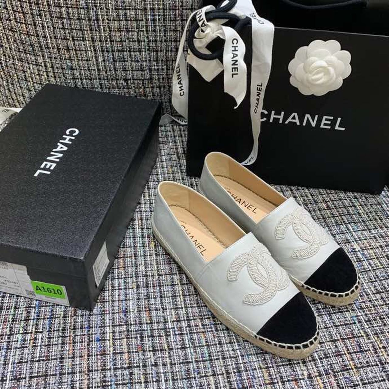 Ch**el Espadrilles White/Black For Women, Women’s Shoes G29762