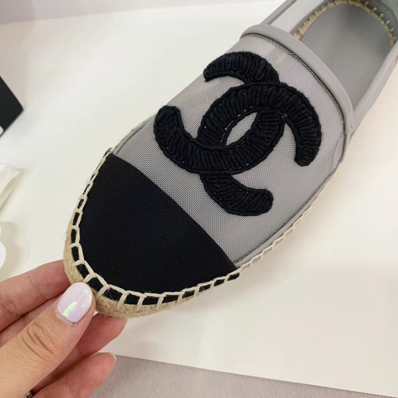 Ch**el Espadrilles Grey/Black For Women, Women’s Shoes G29762