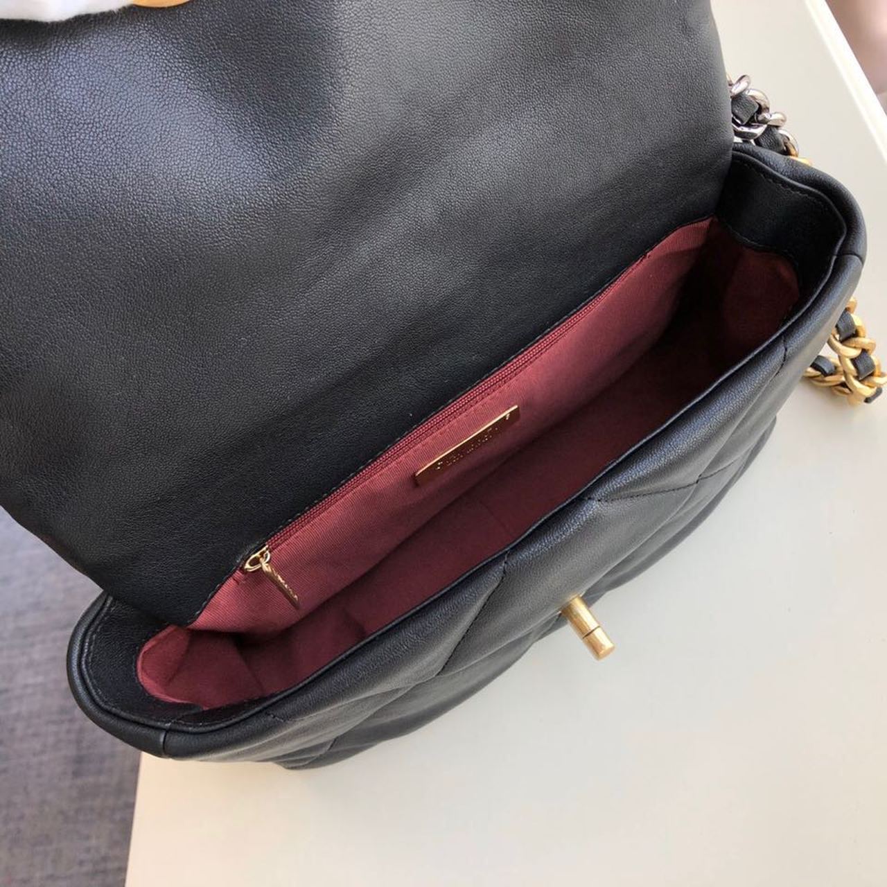Ch**el 19 HandBag Black For Women 10.1in/26cm AS1160