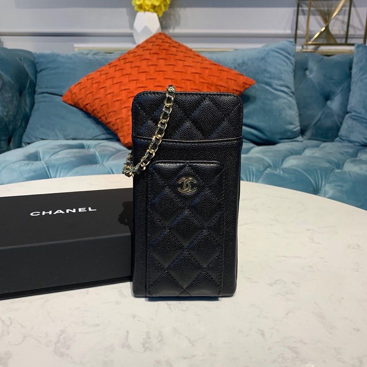 Ch**el Classic Cluth With Chain Black For Women, Women’s Wallet 7in/18cm AP0990