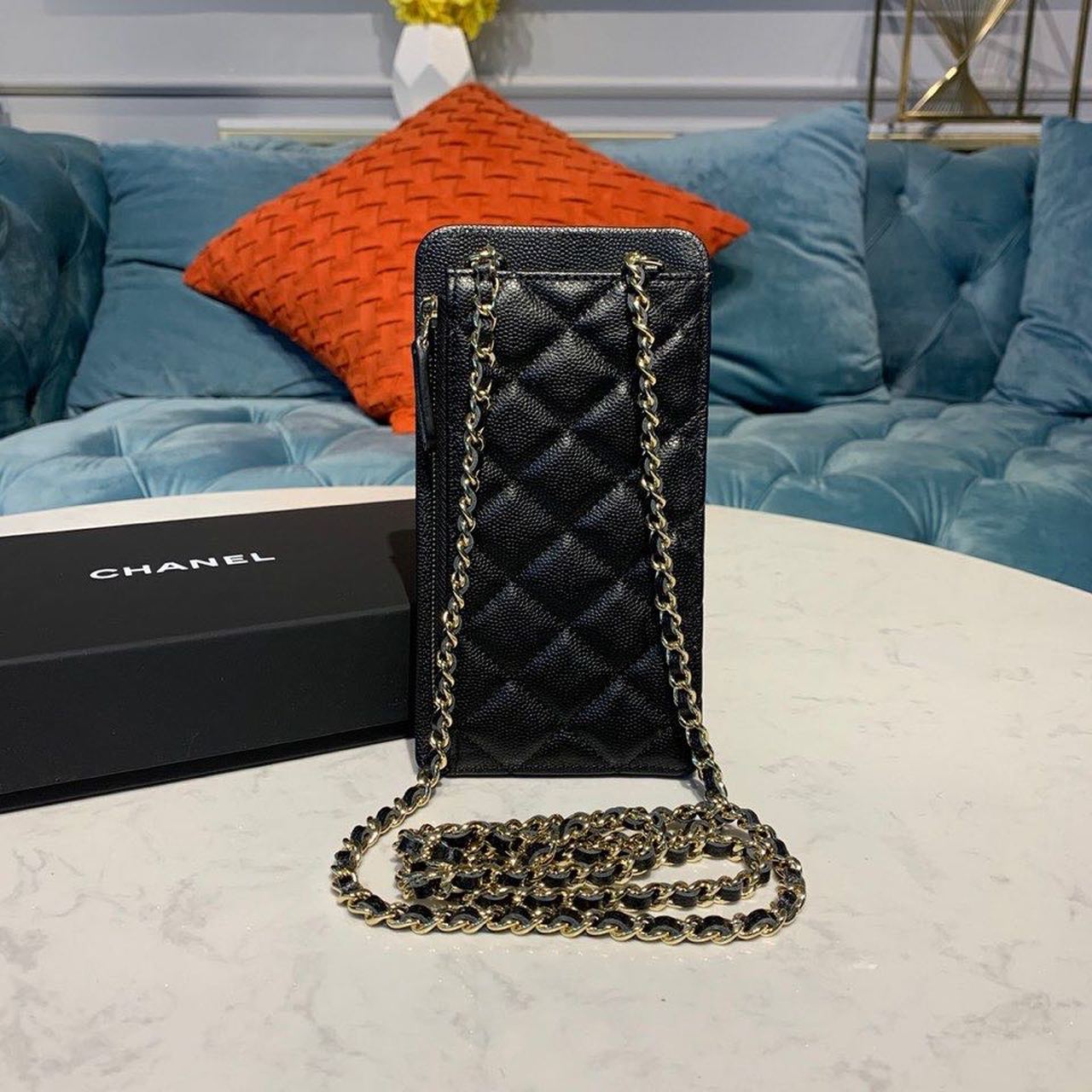 Ch**el Classic Cluth With Chain Black For Women, Women’s Wallet 7in/18cm AP0990