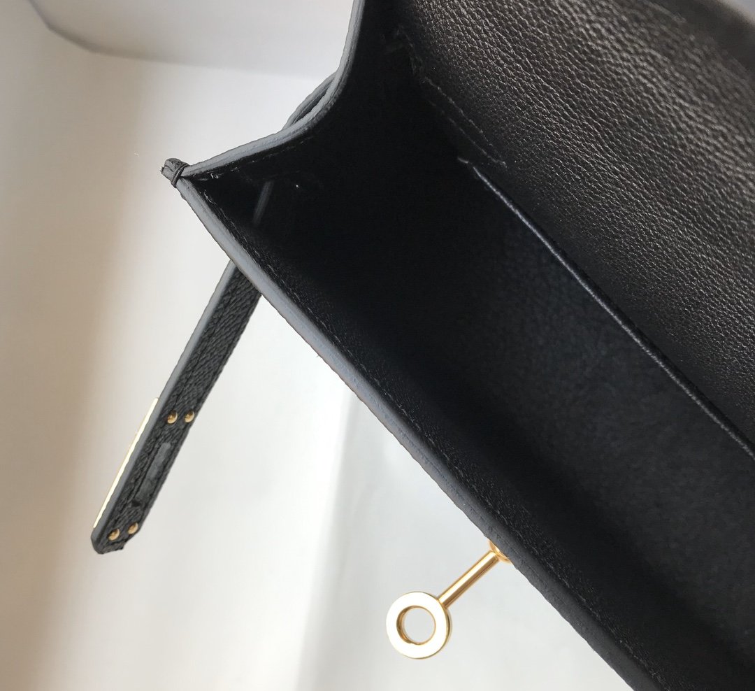 H**me5 Mini Kelly 19 Sellier Epsom Black Bag For Women, Women’s Handbags, Shoulder Bags 7.5in/19cm