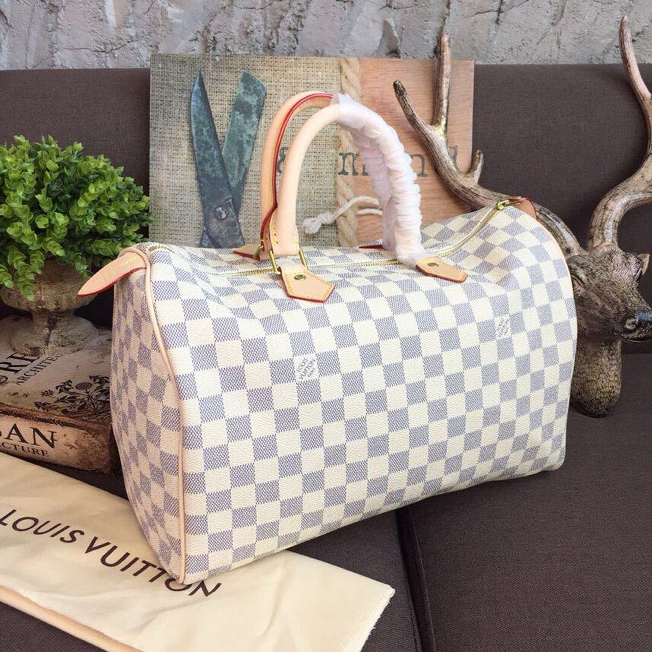 L0vis Vvtt0n Speedy 35 Damier Azur Canvas For Women, Women’s Handbags 13.8in/35cm LV N41369