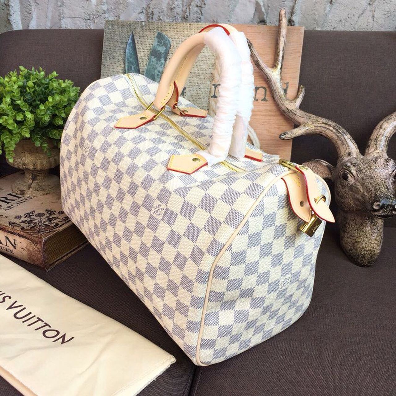 L0vis Vvtt0n Speedy 35 Damier Azur Canvas For Women, Women’s Handbags 13.8in/35cm LV N41369
