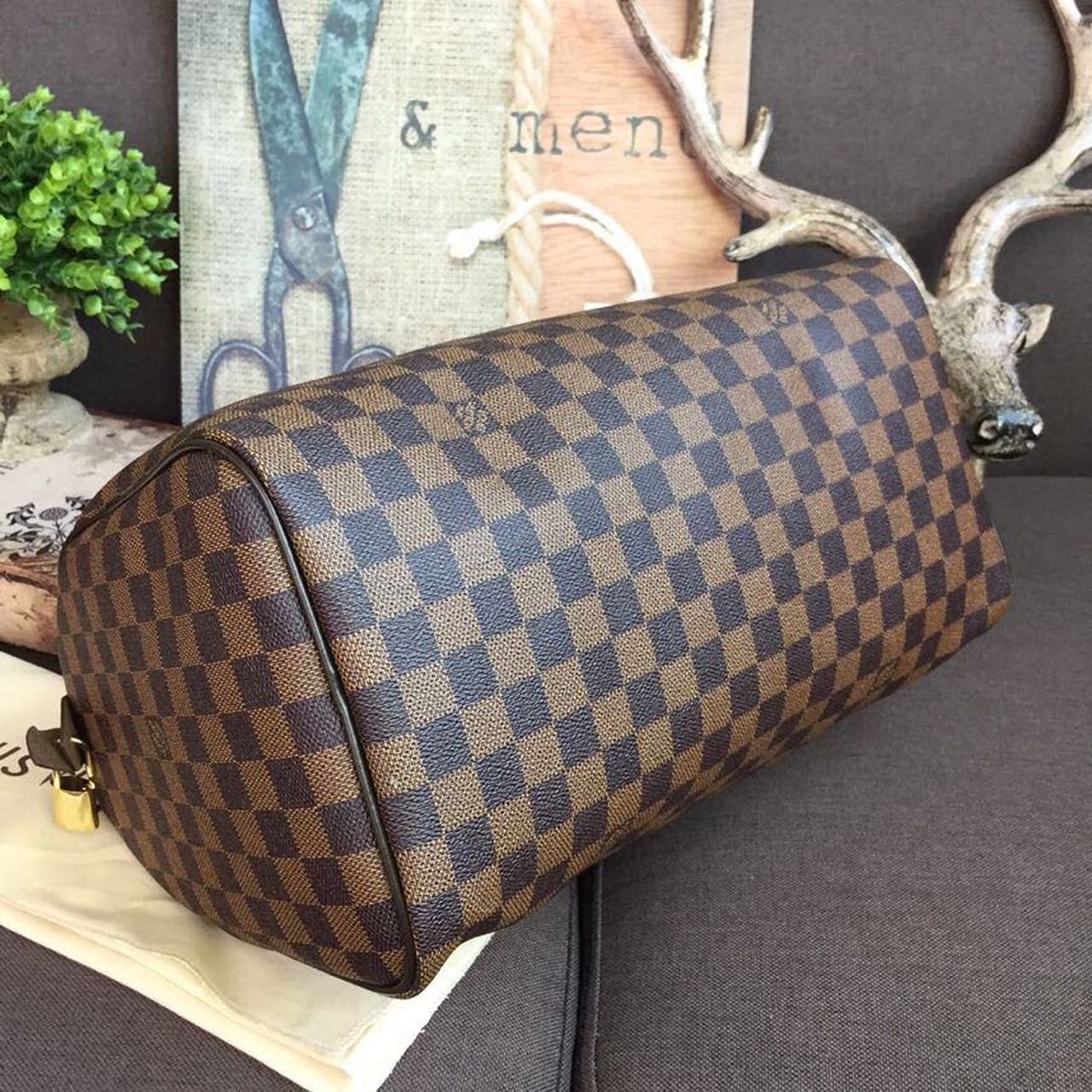 L0vis Vvtt0n Speedy 35 Damier Ebene Canvas For Women, Women’s Handbags, Travel Bags 13.8in/35cm LV N41363
