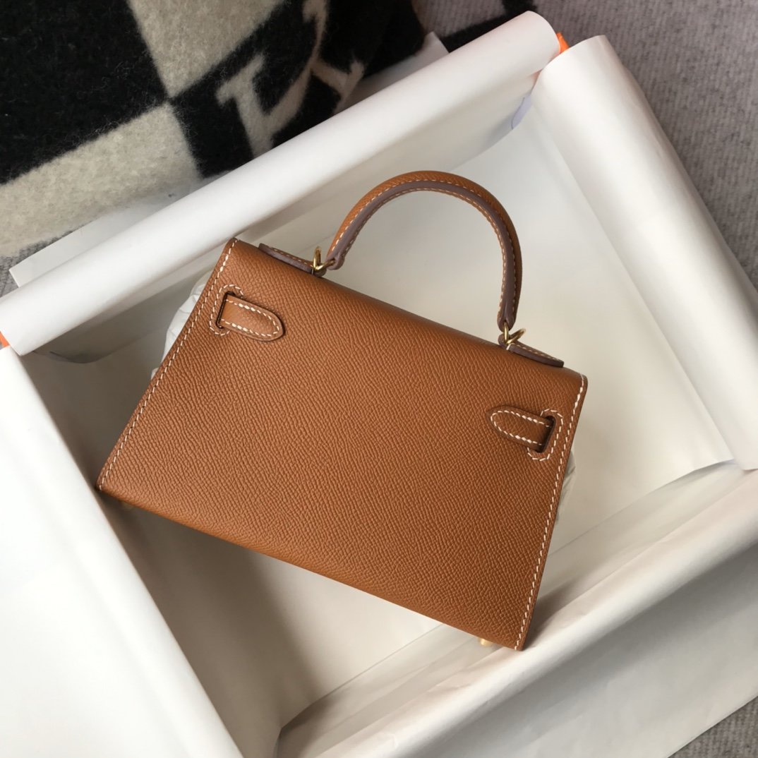 H**me5 Mini Kelly 19 Sellier Epsom Brown Bag For Women, Women’s Handbags, Shoulder Bags 7.5in/19cm