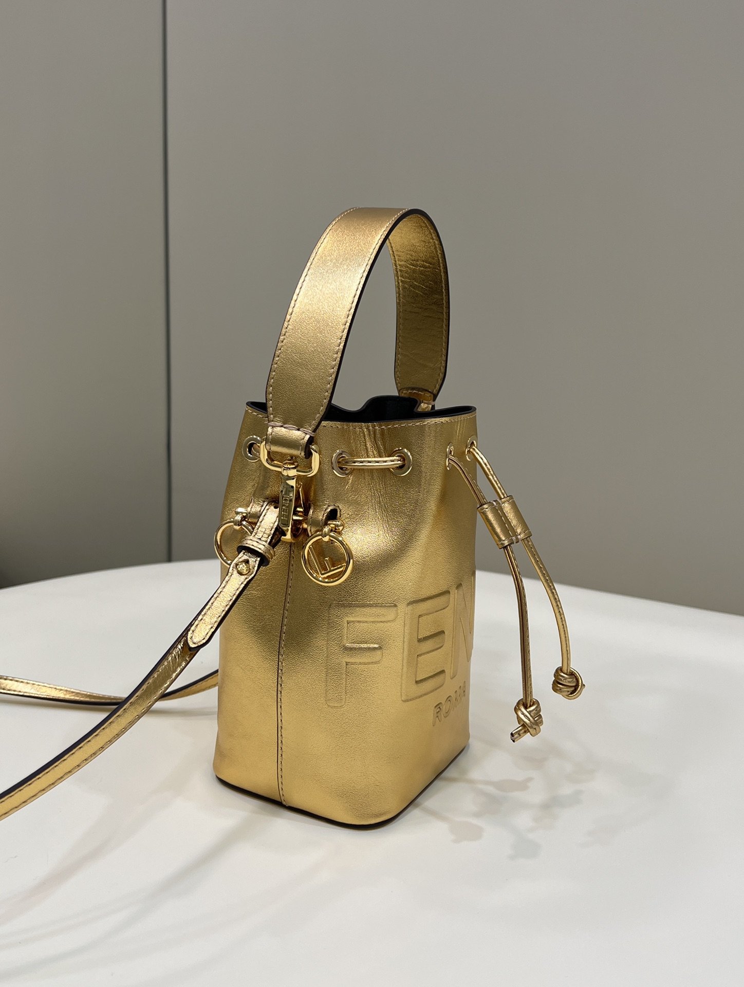 F**di Mon Tresor Gold For Women, Women’s Handbags, Shoulder And Crossbody Bags 7in/18cm FF 8BS010AK61F1GNN