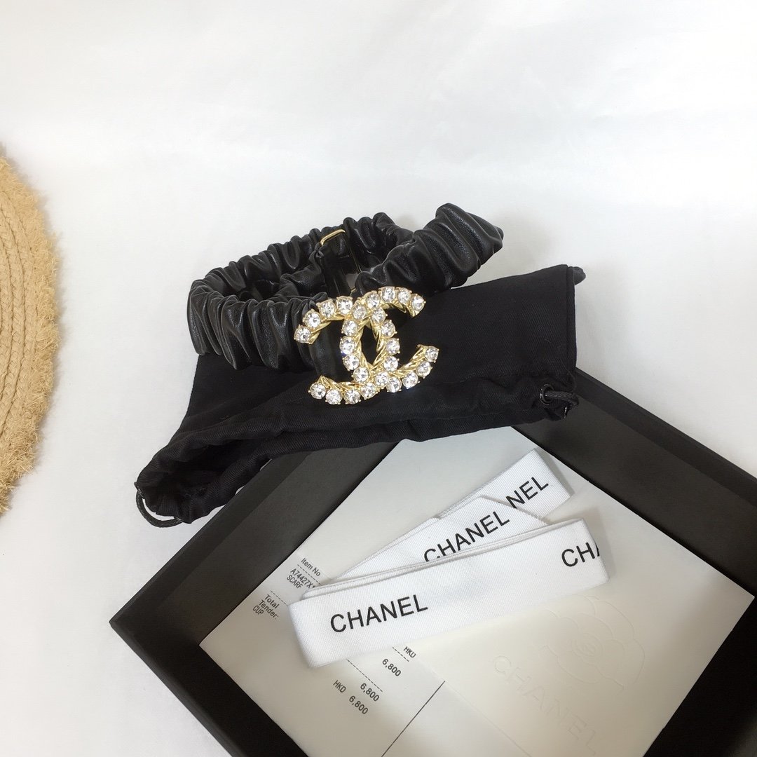 Ch**el Belt With Double C Buckle Black With Gold-Toned Metal and Strass Hardware Women Belt