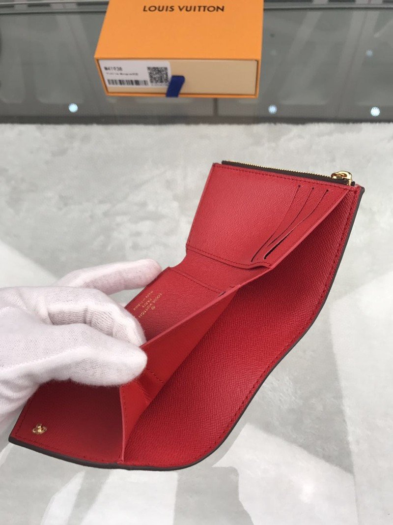 L0vis Vvtt0n Victorine Wallet In Monogram Canvas Red For Women, Women’s Wallet 12cm LV M41938