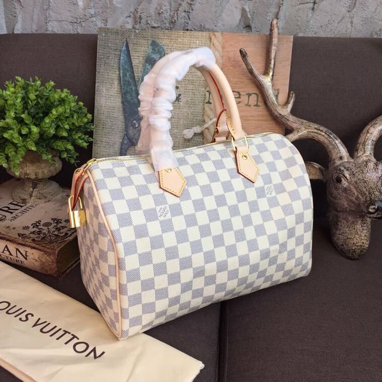 L0vis Vvtt0n Speedy 30 Damier Azur Canvas For Women, Women’s Handbags 11.8in/30cm LV N41370