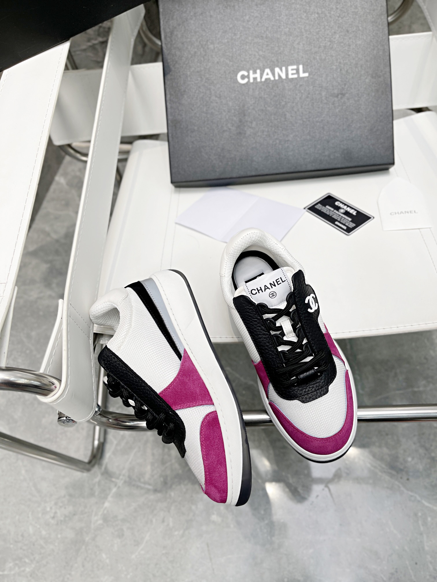 Ch**el Sneakers White/Rosy For Women, Women’s Shoes